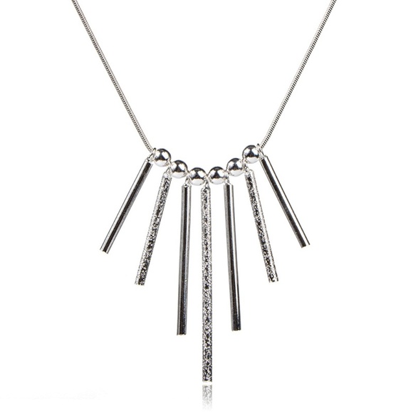**CERYS* Silver Tassel Fashion Statement Necklace - Picture 1 of 5